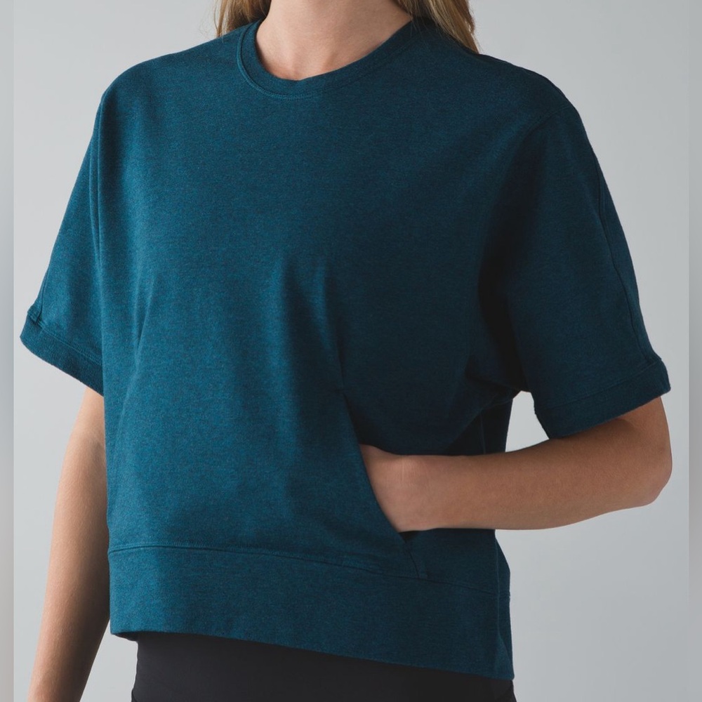lululemon blissed out short sleeve sweatshirt - heathered alberta lake
